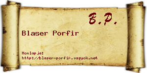 Blaser Porfir névjegykártya